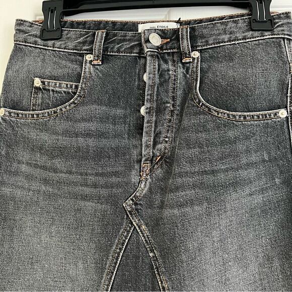 Isabel Marant Fiali Knee Length Denim Midi Skirt FR 34 / US 2 Grey MSRP $285 - Picture 3 of 12